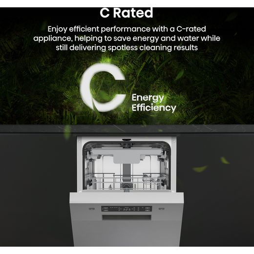 Hisense Slimline Dishwasher - Silver - annotation - C energy rating